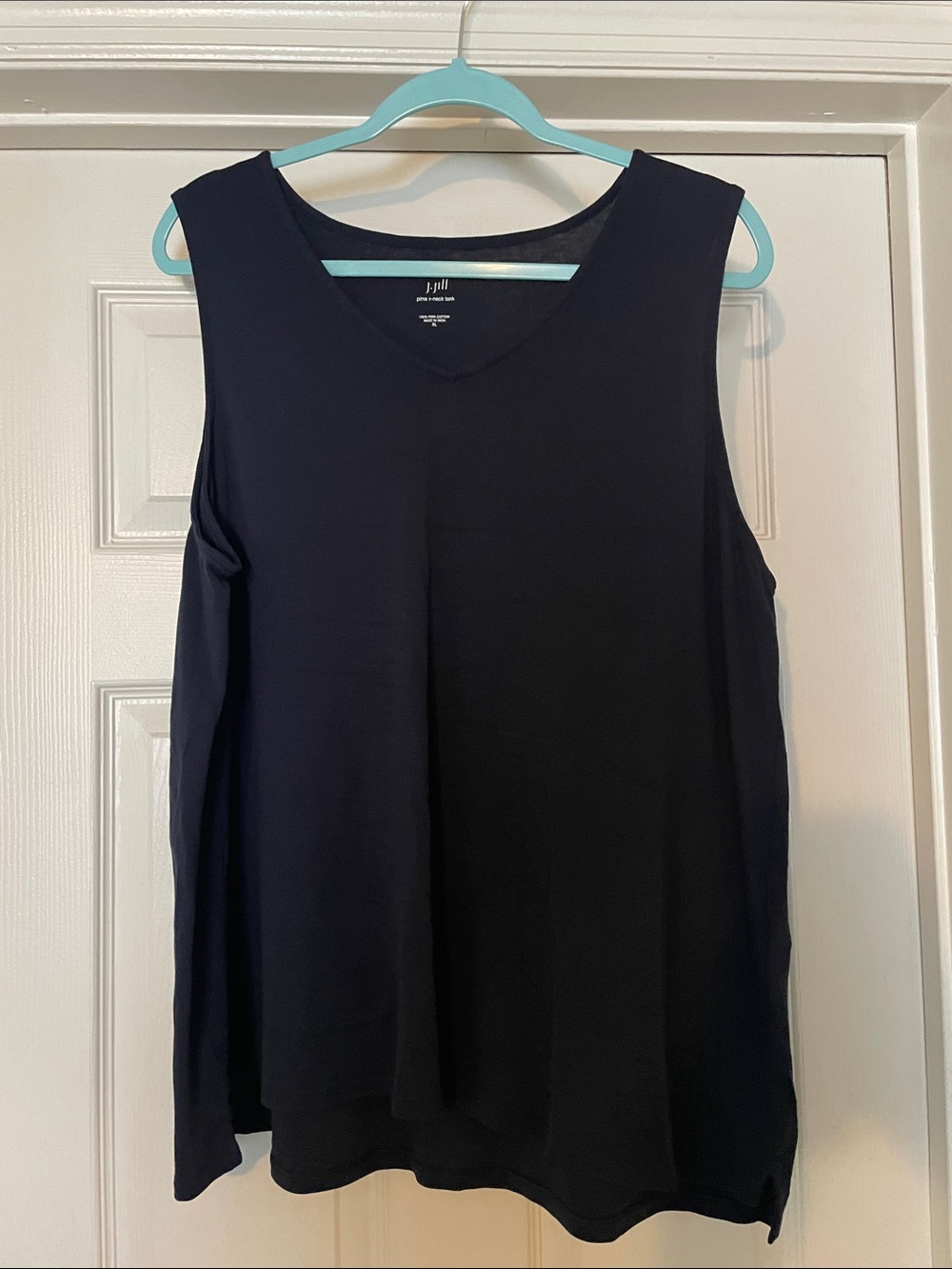J. Jill Women's Pima V-Neck Sleeveless Tank - Navy - XL
